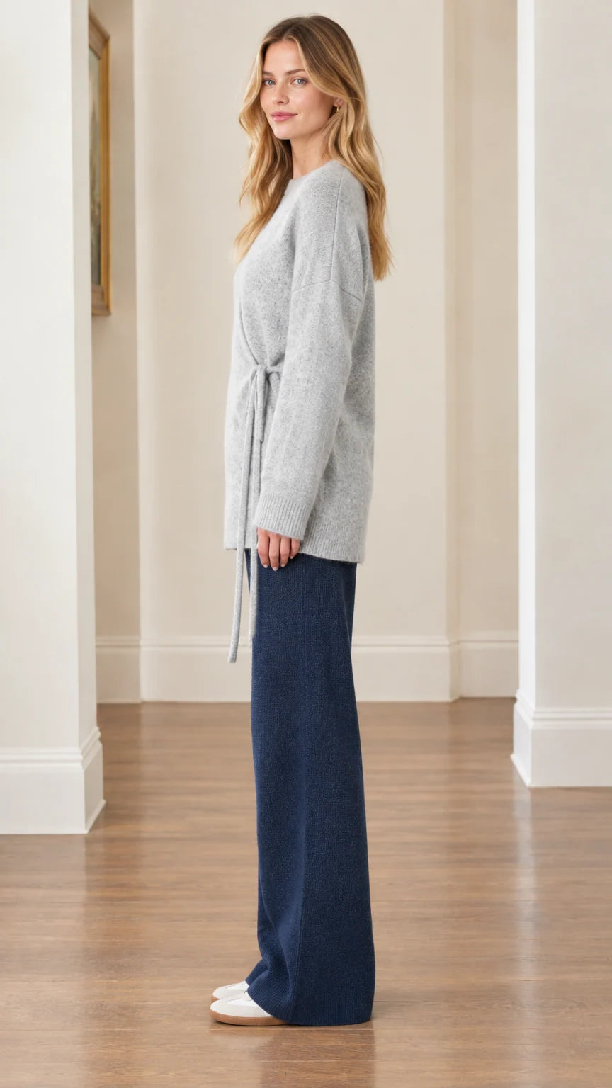 Women's Asymmetrical Side-Tie Wrap Tunic Knit Sweater