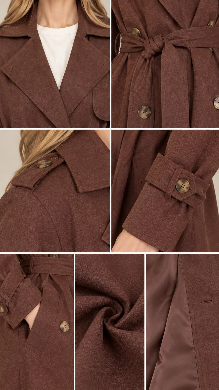 Women's Elegant Maxi Long Trench Coat with Tie Belt