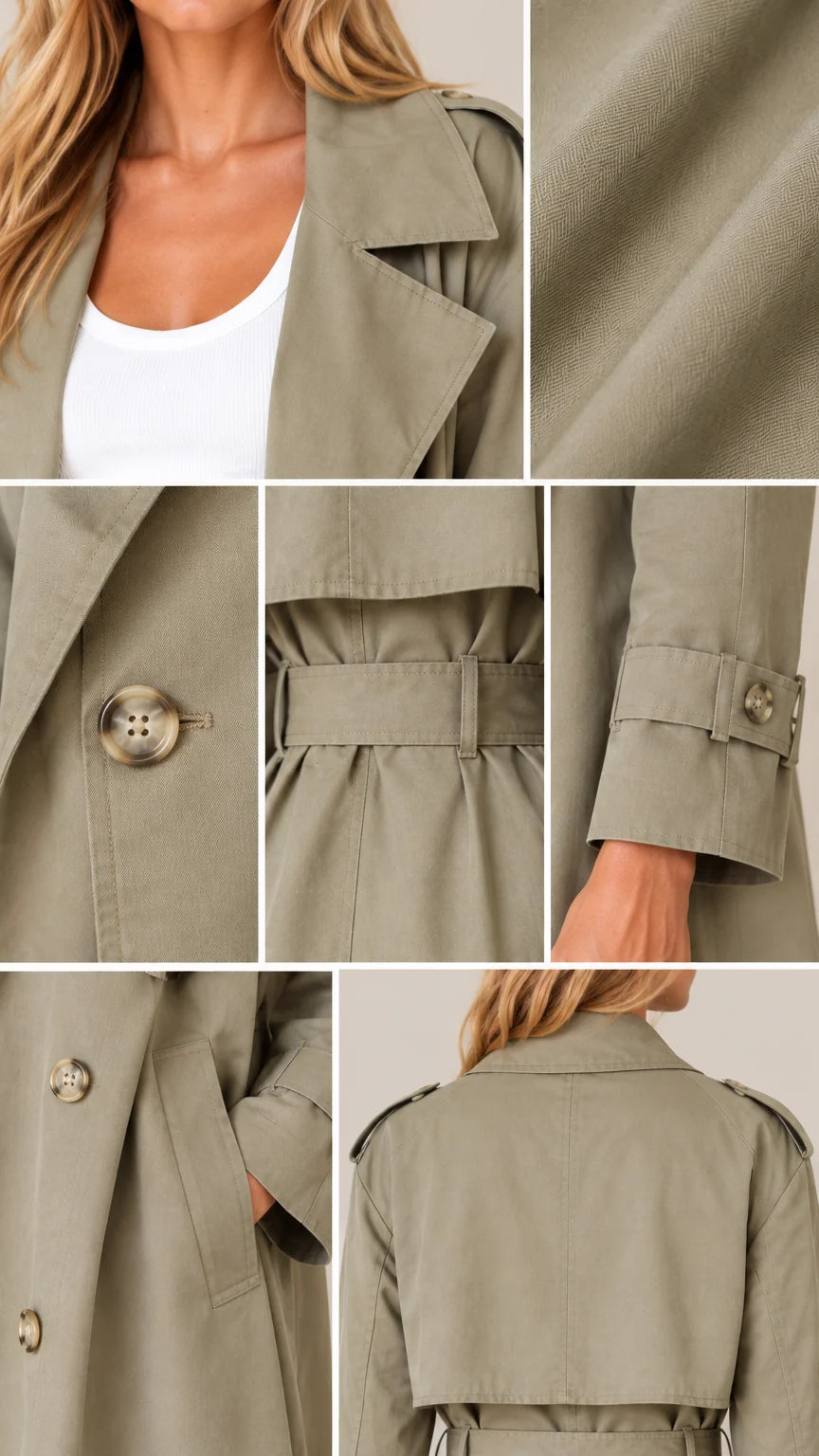 Women's Classic Longline Trench Coat with Waist Belt