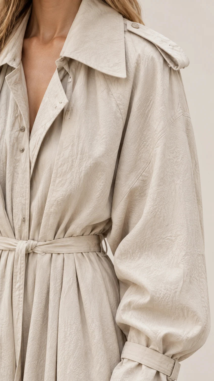 Women's Trench Style Long Sleeve Belted Maxi Dress