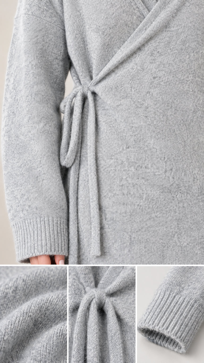 Women's Asymmetrical Side-Tie Wrap Tunic Knit Sweater