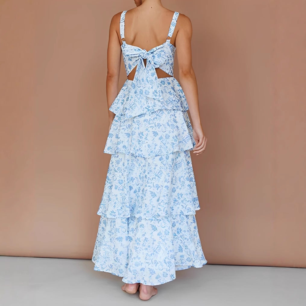 Floral Ruffle Flowy Maxi Dress