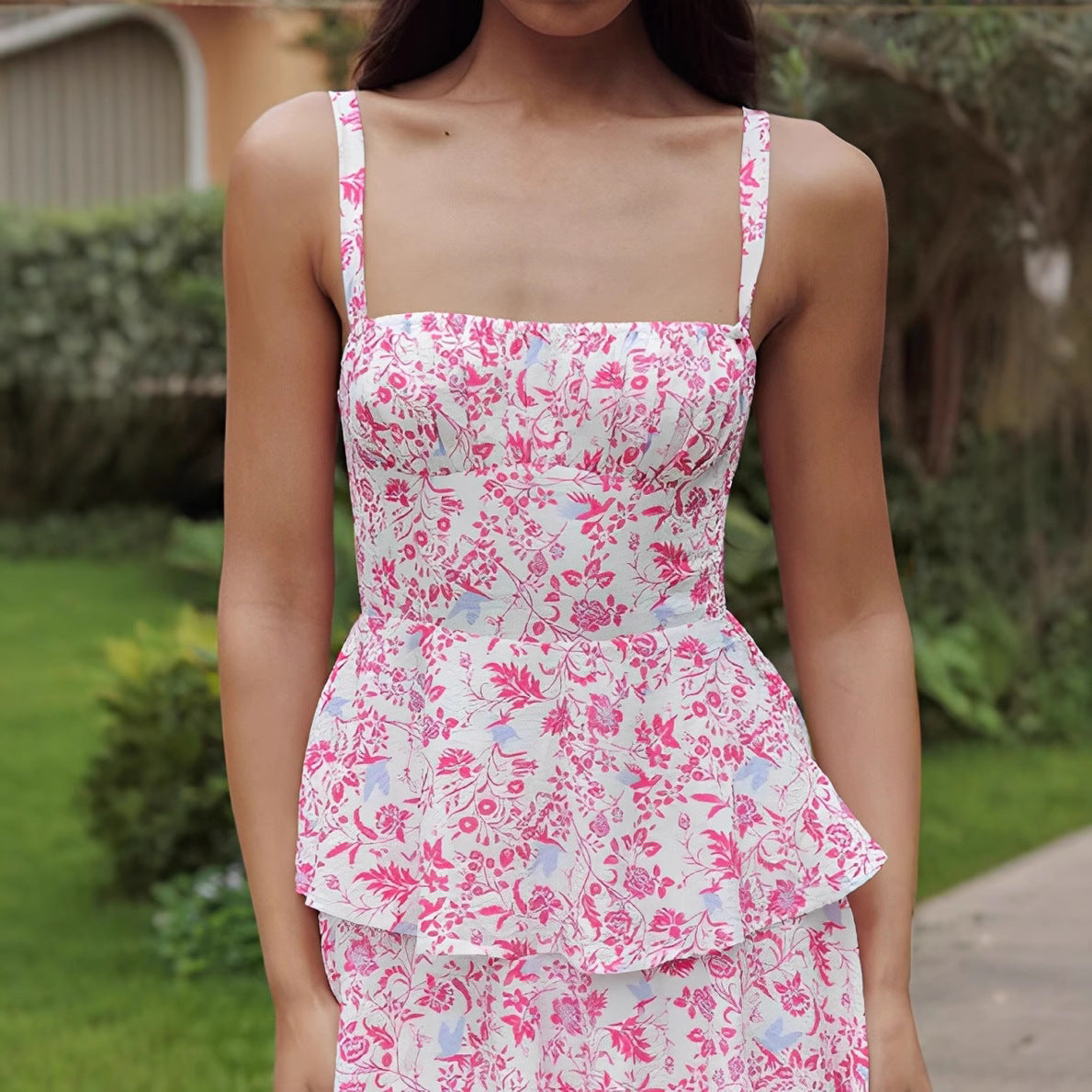 Floral Ruffle Flowy Maxi Dress