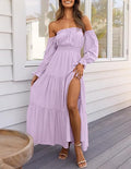 Off Shoulder Flowy Wedding Guest Dress