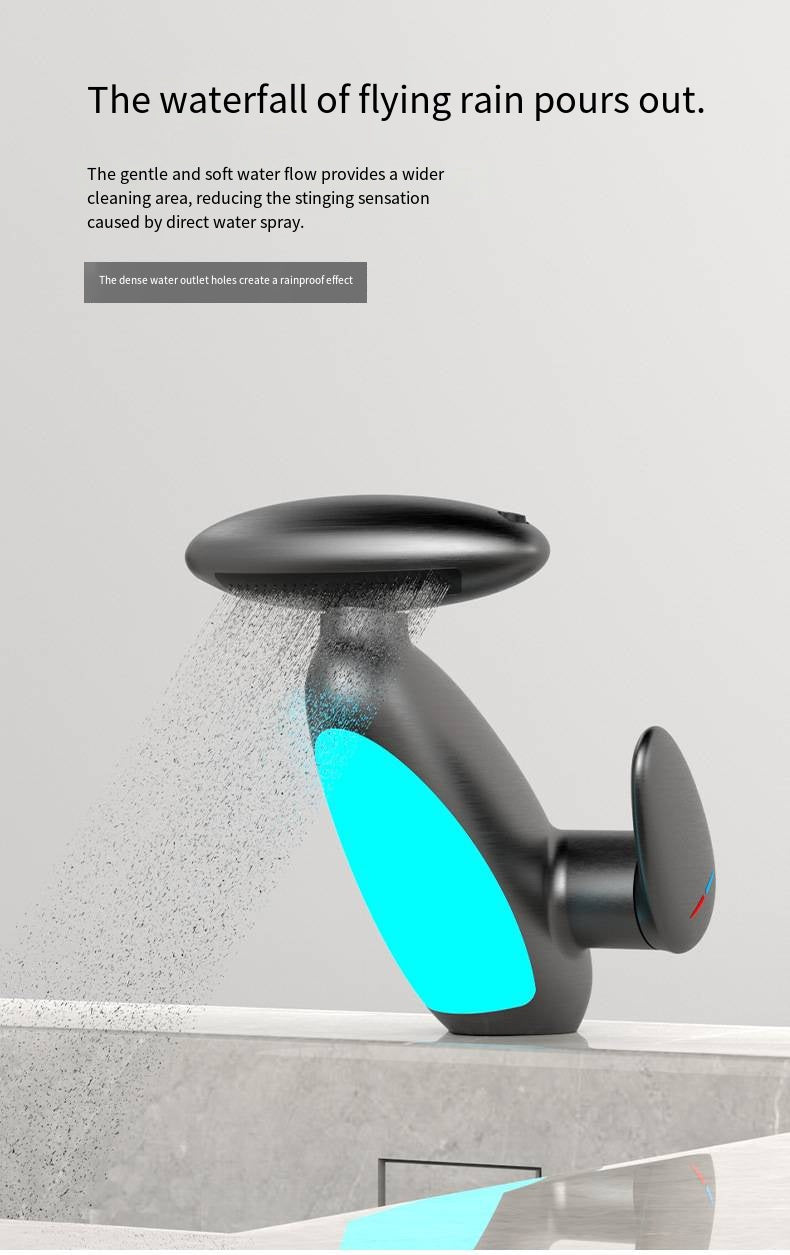 Rotatable LED Pull Out Bathroom Sink Faucet