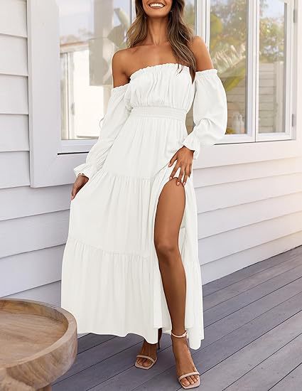 Off Shoulder Flowy Wedding Guest Dress