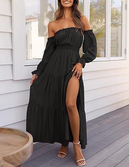 Off Shoulder Flowy Wedding Guest Dress