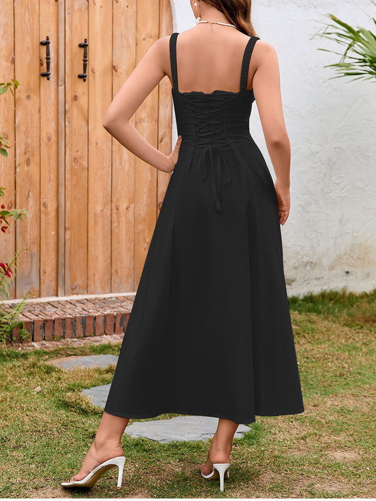 Backless Hollow Out Slit Long Dress