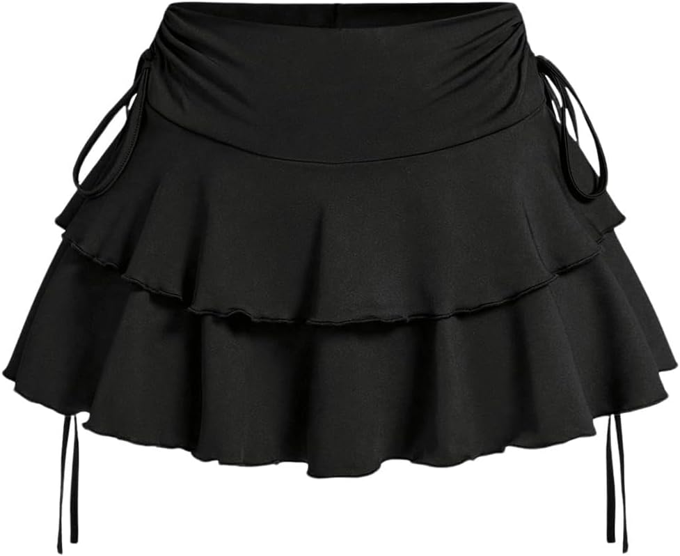 Coquette Elastic Waist Bow Mini Skirt
