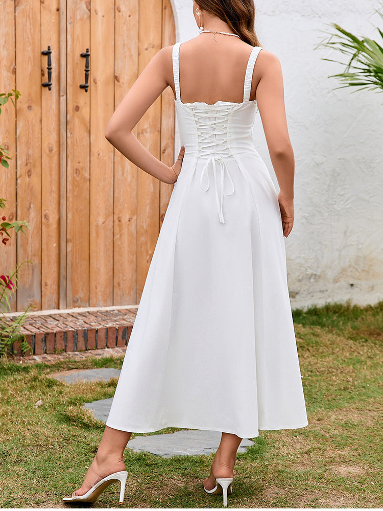 Backless Hollow Out Slit Long Dress