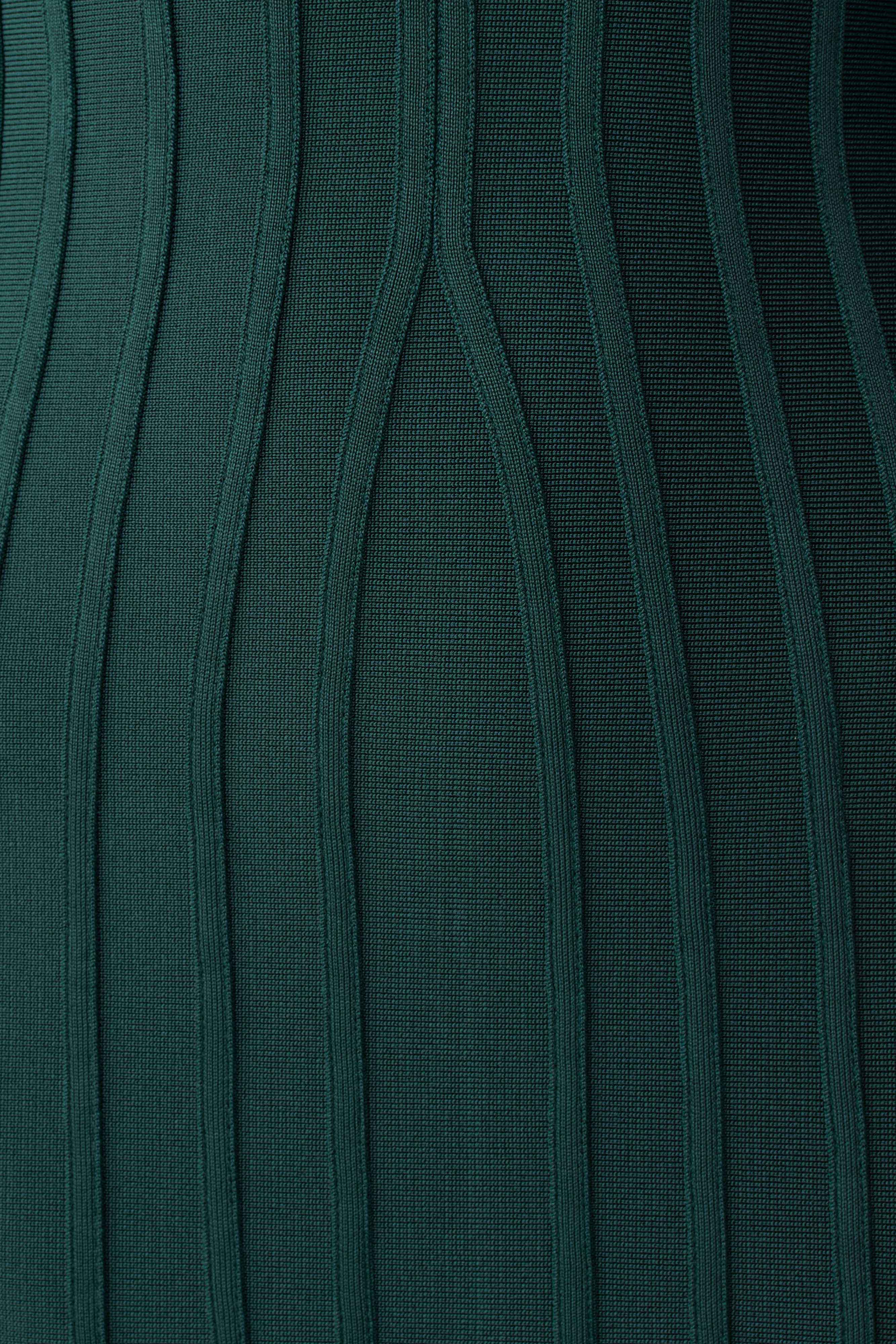 Ribbed Knit V-Neck Bodycon Midi Dress