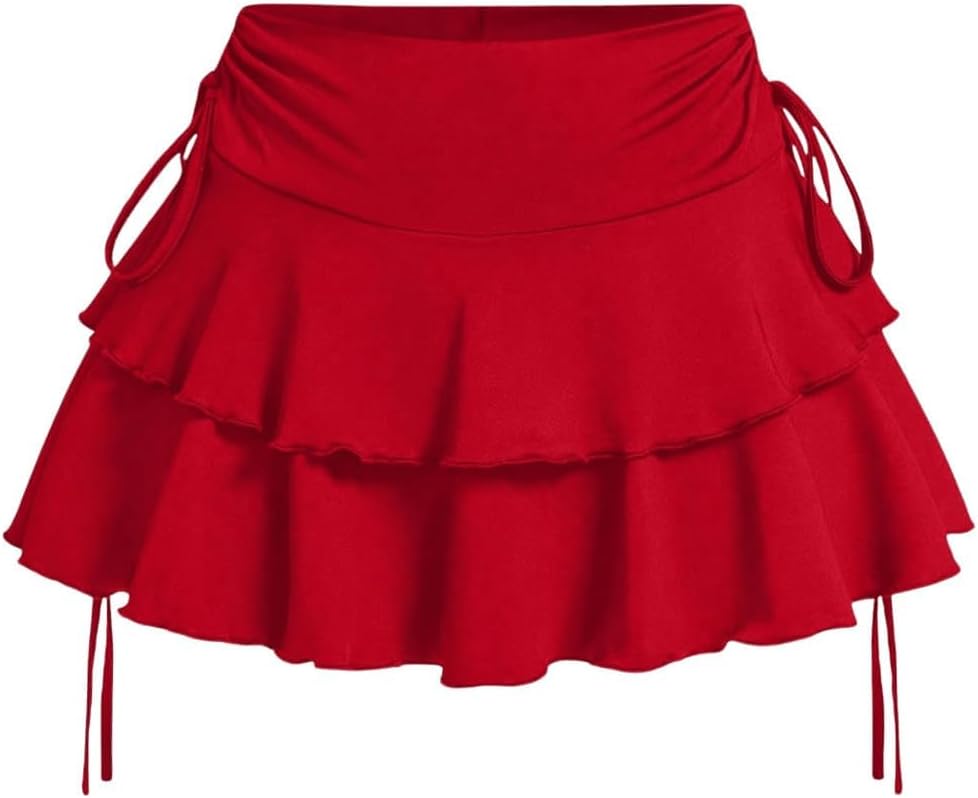 Coquette Elastic Waist Bow Mini Skirt