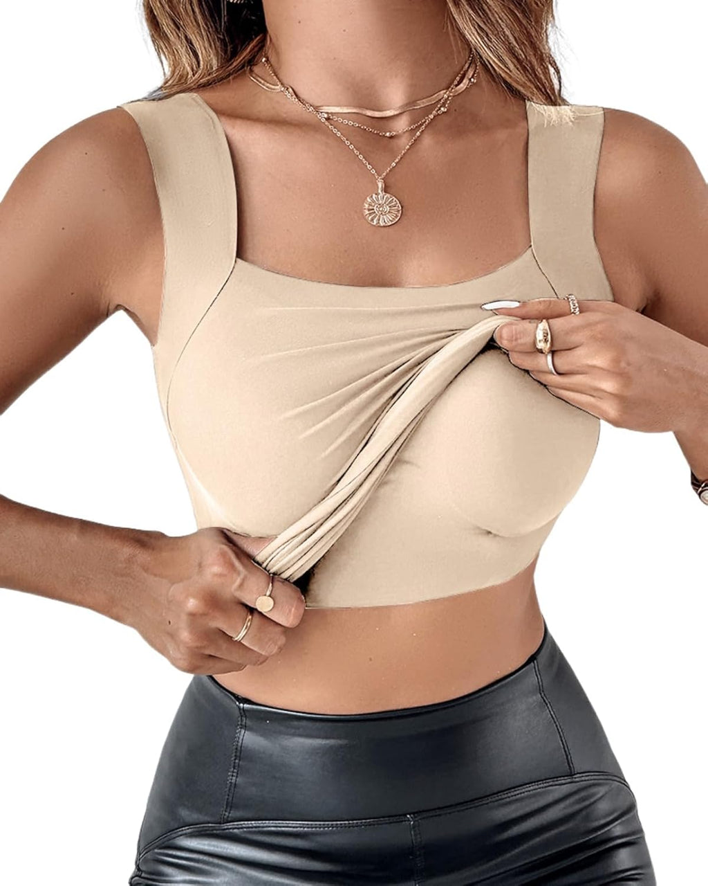 Sleeveless U Neck Shapewear Tank Top with Padded Bra