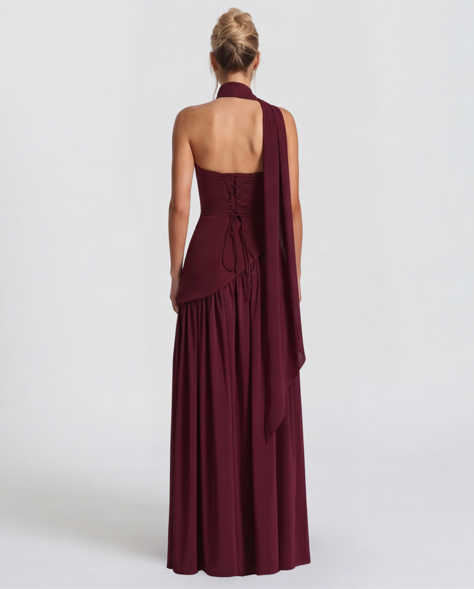 Strapless Halter Slit Maxi Dress