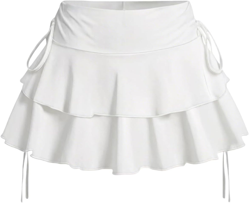 Coquette Elastic Waist Bow Mini Skirt