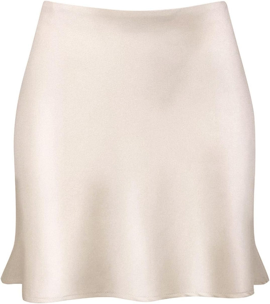Women Satin Mini Skirt High Waist Elastic Ruffle Bodycon Short Skirt