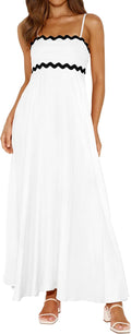 Spaghetti Strap Smocked Maxi Dress Women Casual Boho Beach Long Sundress