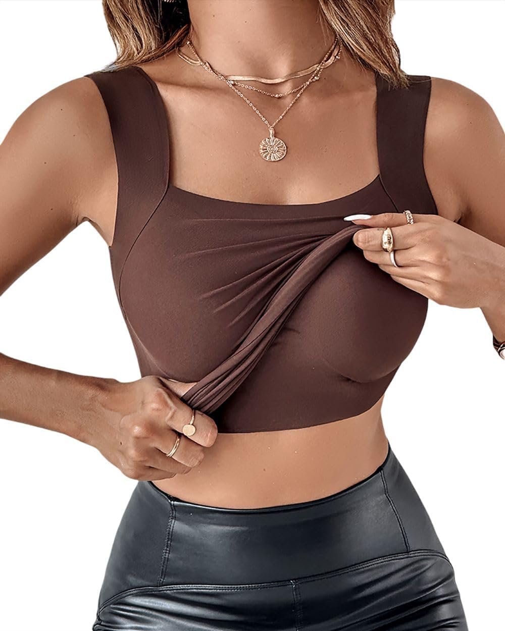 Sleeveless U Neck Shapewear Tank Top with Padded Bra