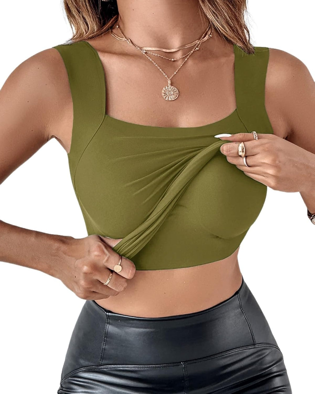 Sleeveless U Neck Shapewear Tank Top with Padded Bra