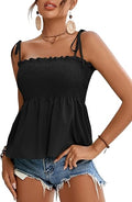 Tie Shoulder Ruffle Peplum Cami Blouse