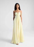 Halter Cut Out Pleated Satin Long Dress