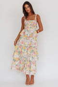 Floral Ruffle Flowy Maxi Dress
