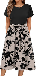 Short Sleeve A-Line Dress – Floral Beach Sundress with Pockets