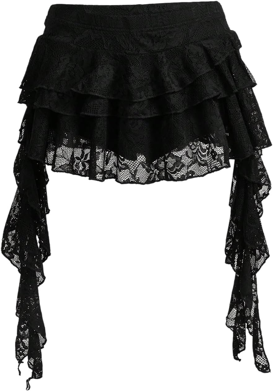 Y2K Ruffle Lace Layered Mini Skort