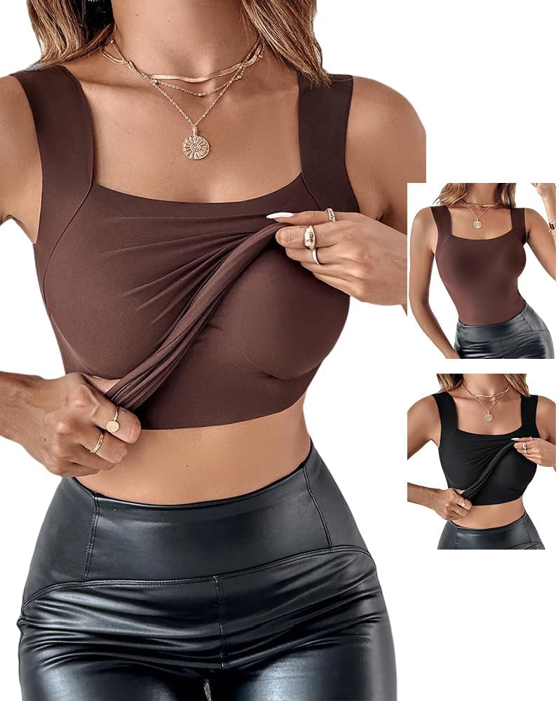Sleeveless U Neck Shapewear Tank Top with Padded Bra