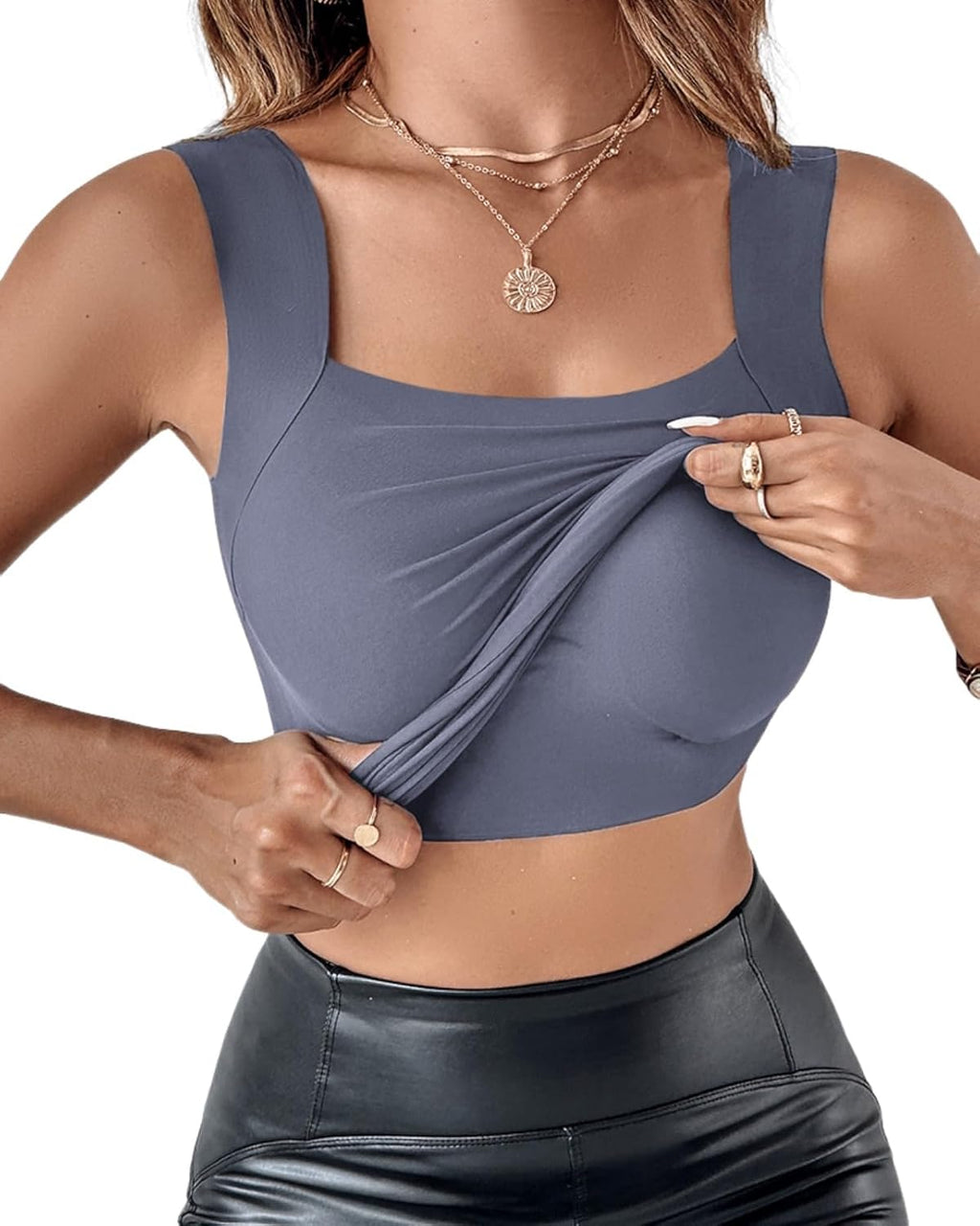 Sleeveless U Neck Shapewear Tank Top with Padded Bra