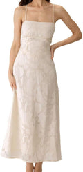 Square Neck Backless Maxi Dress A-Line Wedding Guest Beach Party