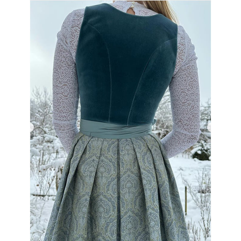 Women German Classic Long Dirndl Dress Festival Party Outfit