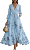 Elegant 2026 Floral Puff Sleeve Women Maxi Dress