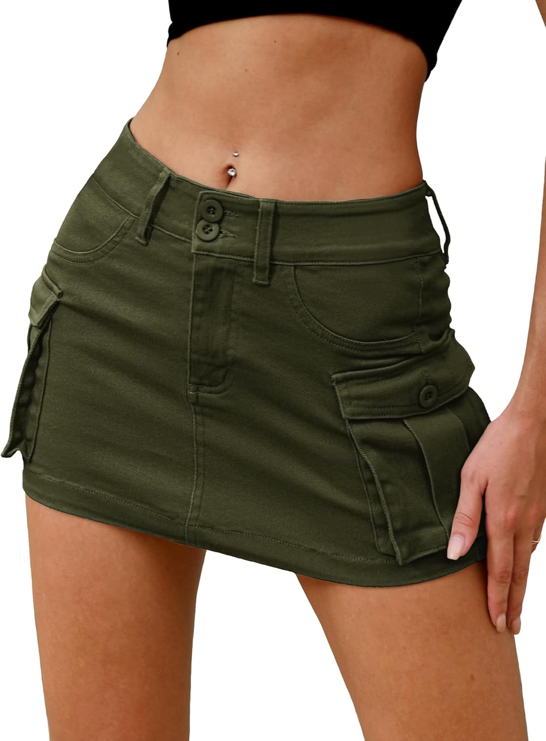 High Waist Denim Skort for Women Y2K Bodycon Mini Jean Skirt Shorts