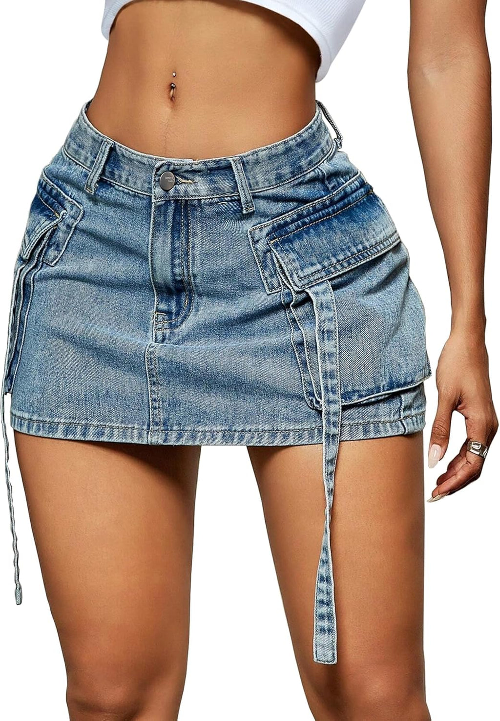 Women Pocket Design Jean Mini Skirt