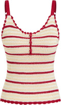 Y2K Striped Crochet Knit Sleeveless Crop Tank Top