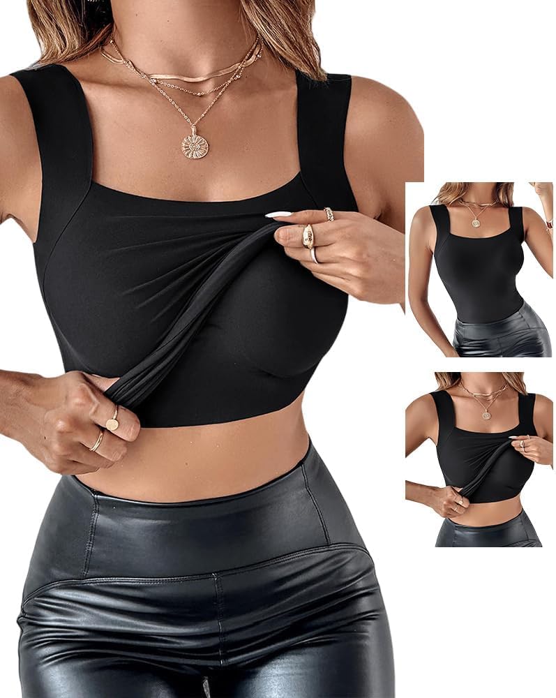 Sleeveless U Neck Shapewear Tank Top with Padded Bra
