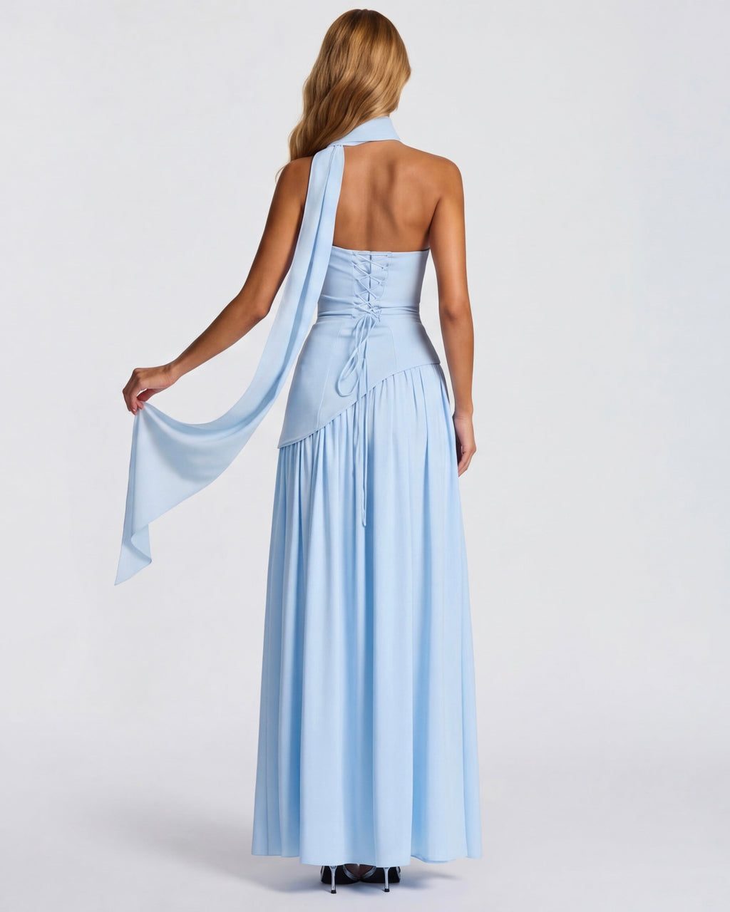 Strapless Halter Slit Maxi Dress