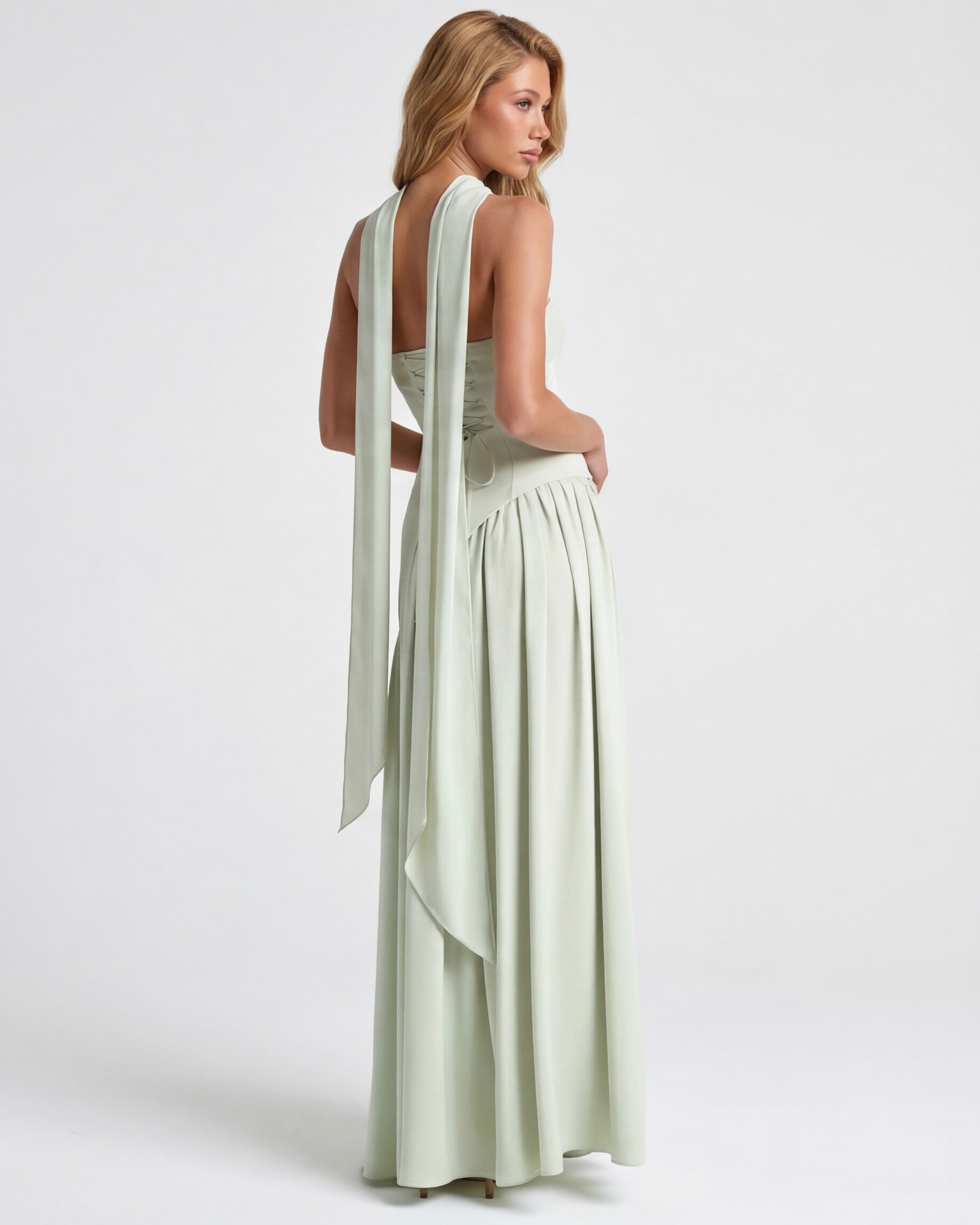 Strapless Halter Slit Maxi Dress