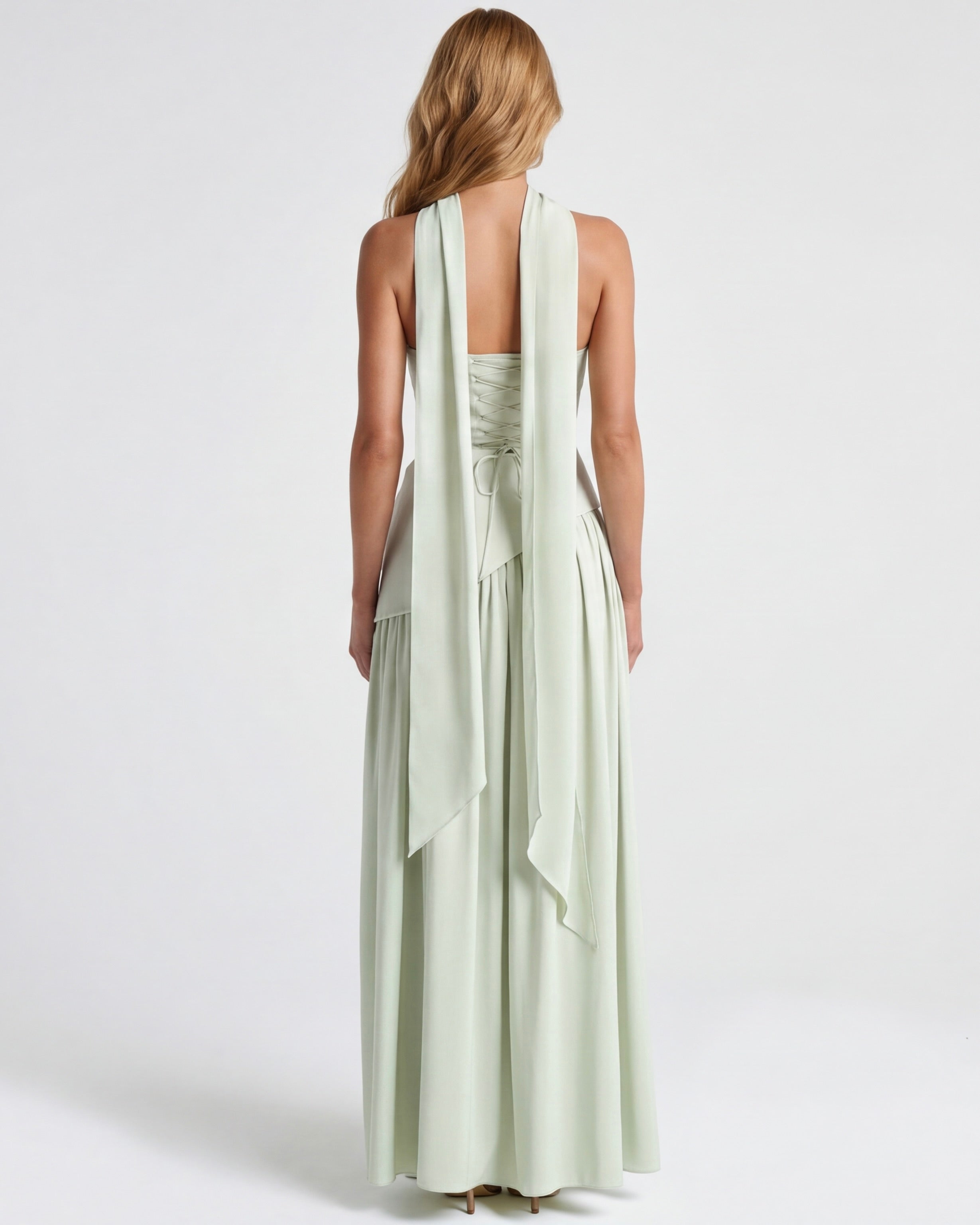 Strapless Halter Slit Maxi Dress