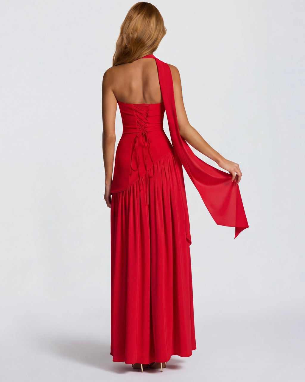 Strapless Halter Slit Maxi Dress