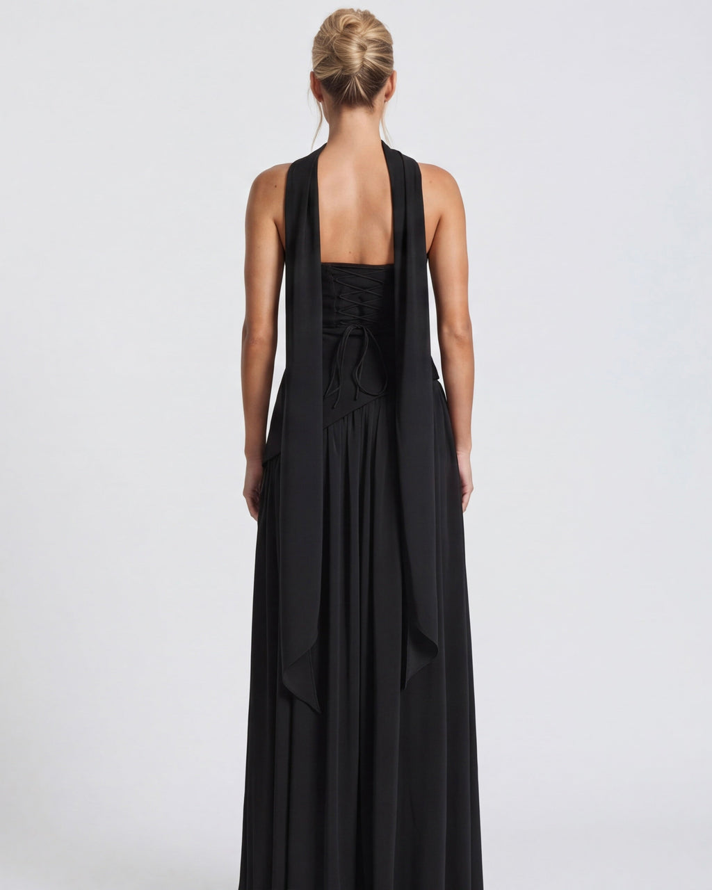 Strapless Halter Slit Maxi Dress