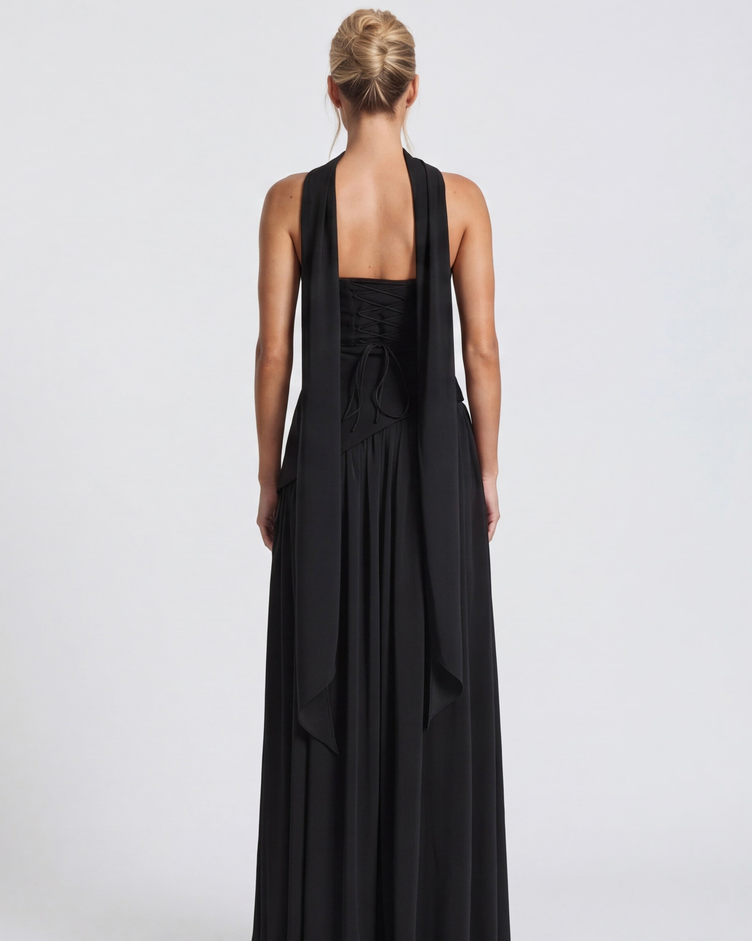 Strapless Halter Slit Maxi Dress