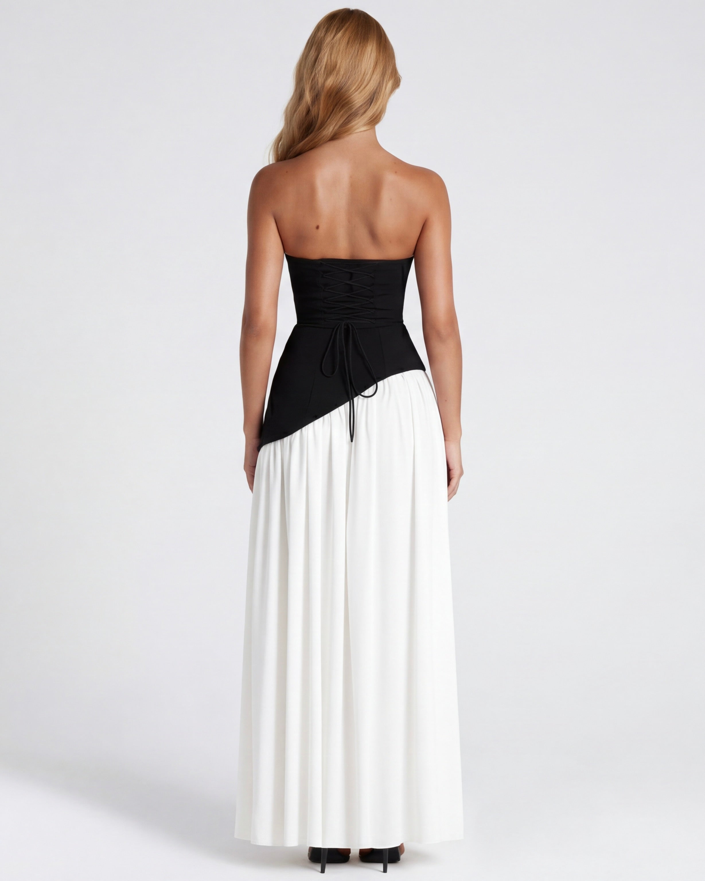 Strapless Halter Slit Maxi Dress