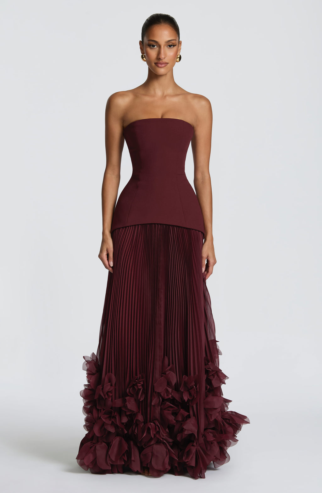Strapless Ruffled Tiered Ball Gown Maxi Dress