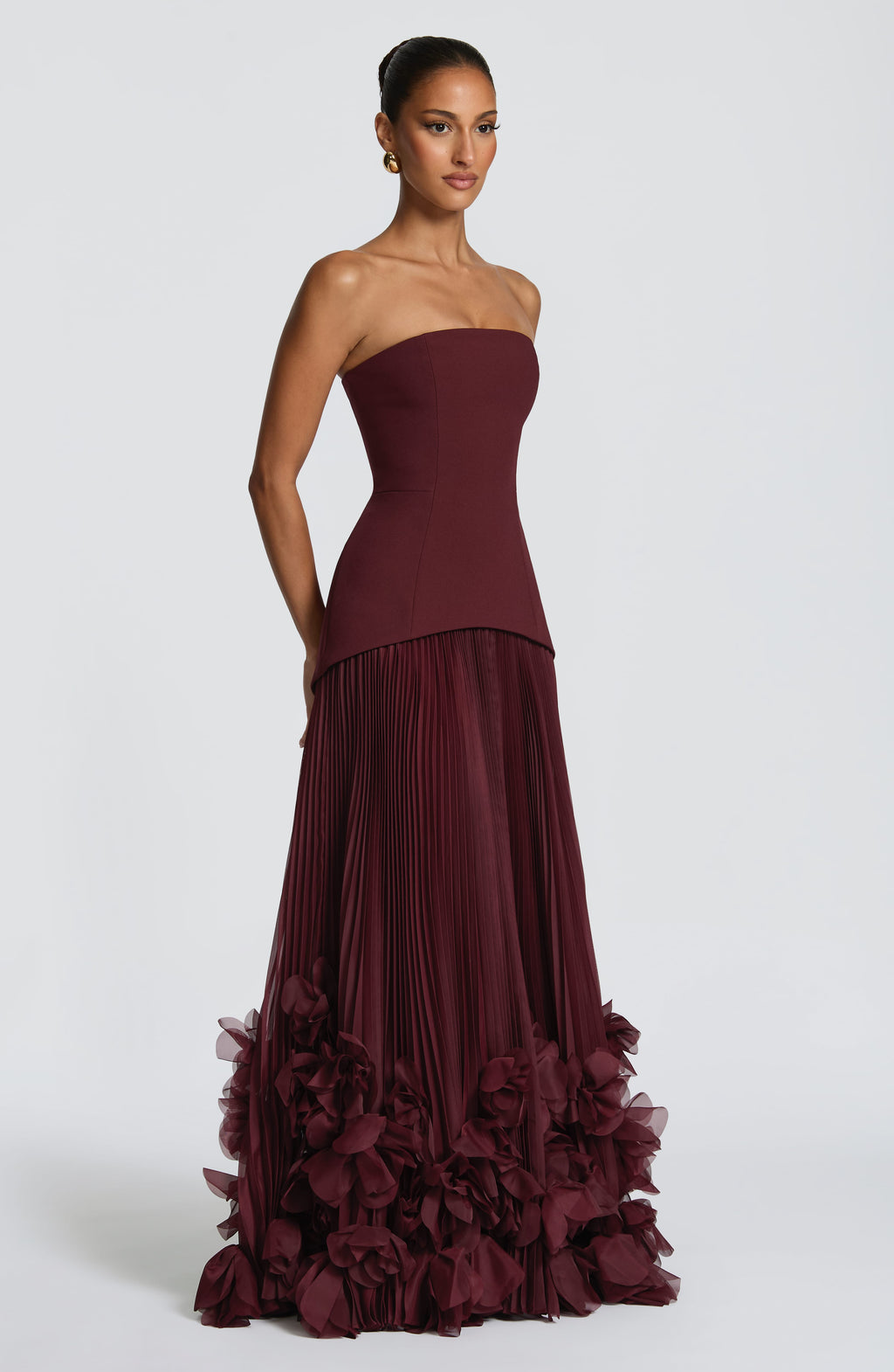 Strapless Ruffled Tiered Ball Gown Maxi Dress