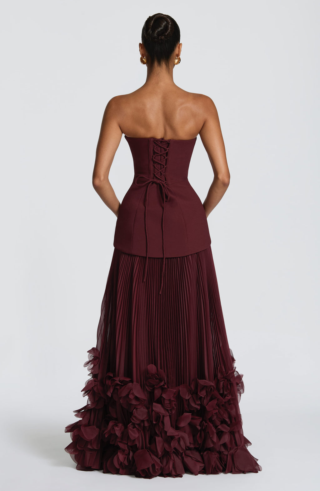 Strapless Ruffled Tiered Ball Gown Maxi Dress