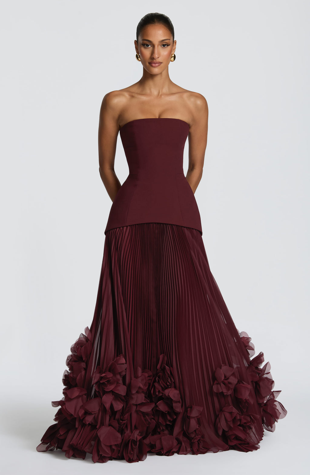 Strapless Ruffled Tiered Ball Gown Maxi Dress