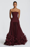 Strapless Ruffled Tiered Ball Gown Maxi Dress