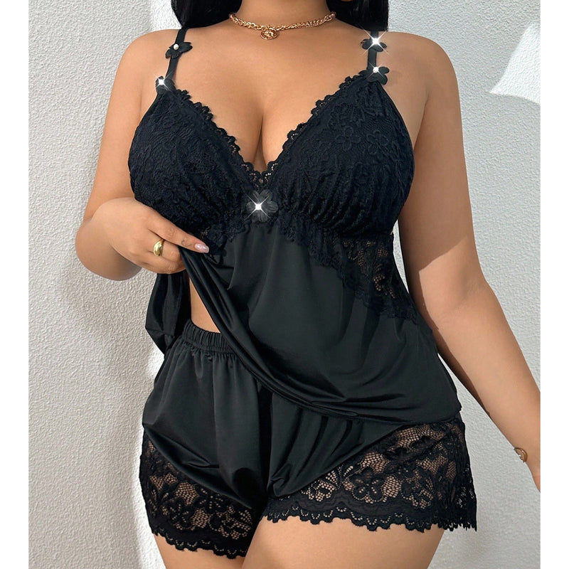 Lace Trim Pajama Set